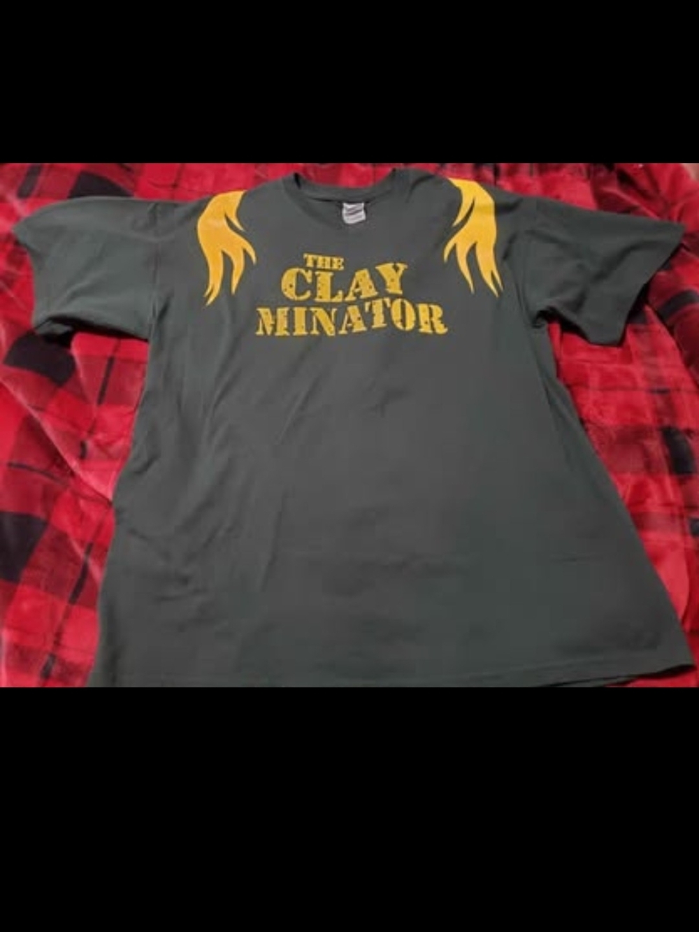 #046- xlarge packers Dark Green Mens Tee with Yellow 'The Clay Minator' Graphic